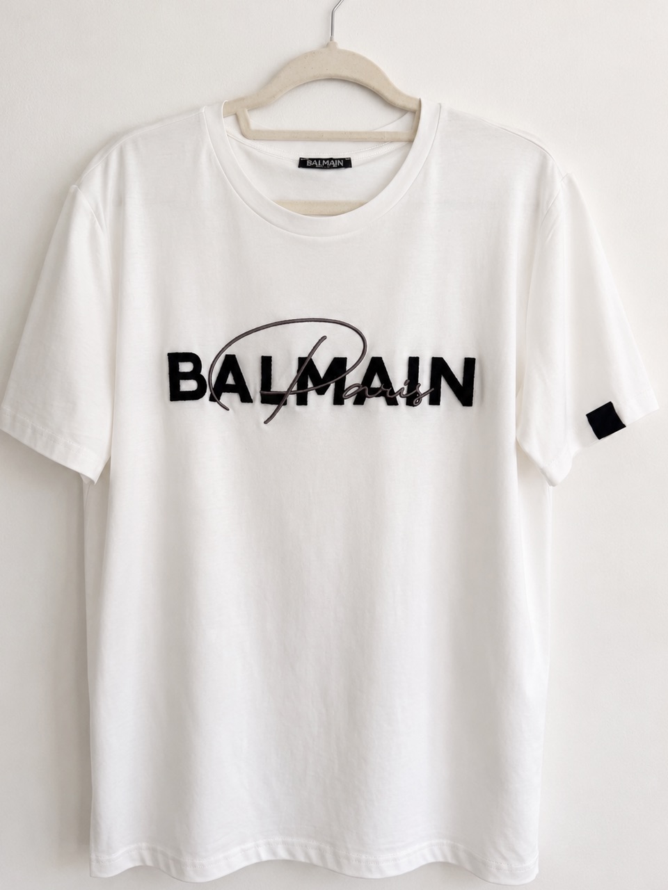Balmain Paris Men’s White Logo Cotton T-Shirt Size M